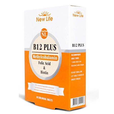 New Life B12 Plus Folik Asit ve Biotin İçeren Takviye Edici 60 Kapsül