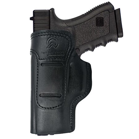 Glock 19 Modellerine Uyumlu İç-Dış Sağ-Sol Metal Maşalı Siyah Deri Taşıma Kılıfı