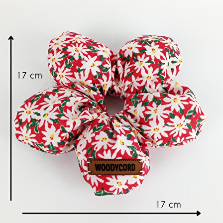 Woodycord Scrunchies İçi Dolgulu Lastikli Büyük Boy Çiçek Model Saç Tokası 