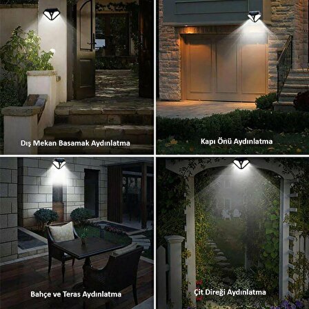 Solar 102 Led 2li Paket Bahçe, Balkon, Teras, Çit, Giriş Aydınlatma Lambası Işığı Fotoselli