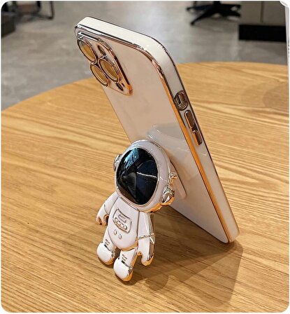 iPhone 12 Pro Max Kapak Sevimli Astronot Ayak Standlı darbeye ve çizilmeye karşı dayanıklı Lüks Silikon Kılıf
