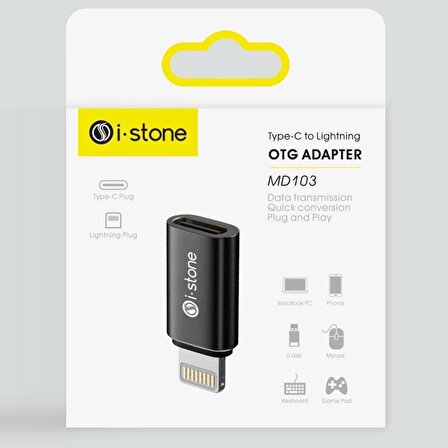 i-Stone MD103 USB C - Lightning adaptörü, USB-C soketi, iOS fiş, 27 W PD hızlı şarj ve veri senkronizasyonunu destekler, Lightning ile uyumlu