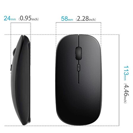 JapanEx Kablosuz Wireless Mouse 2.4ghz 1600 Dpi Siyah Ofis Tipi Laptop Bilgisayar Notebook Uyumlu Fare