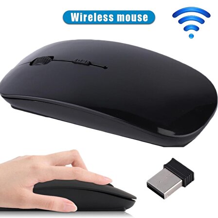 JapanEx Kablosuz Wireless Mouse 2.4ghz 1600 Dpi Siyah Ofis Tipi Laptop Bilgisayar Notebook Uyumlu Fare