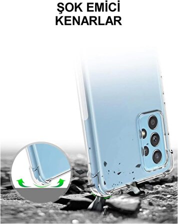 Samsung A12 Crystal Sert Pc Antishock Darbe Emici Kenar Şeffaf Silikon Kapak Antişok