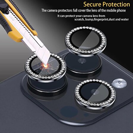 Iphone 14 Pro Max / 14 Pro Uyumlu Altın Swarovski Taşlı Kamera Lensi Koruyucu