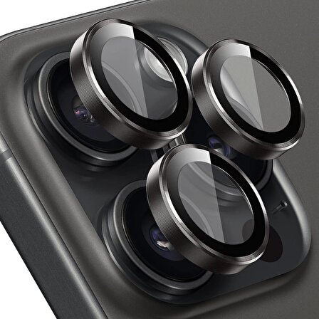 Apple iPhone 15 Pro/15 Pro Max Uyumlu Kamera Koruma Lens Koruyucu Temperli Cam Mercek Lens
