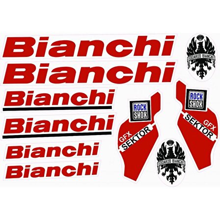Bianchi Bisiklet Sticker Etiket Seti Kırmızı A4