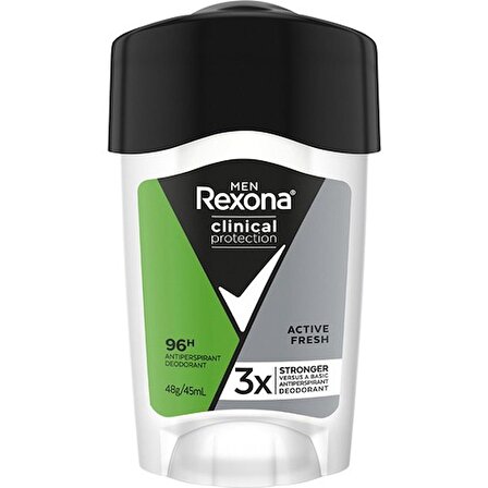 Rexona Men Clinical Protection Stick Deodorant Active Fresh 96 Saate Kadar Koruma 45 Ml X2 Adet