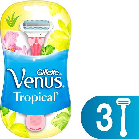 Gillette Venüs Tropikal 3'lü 3 Bıçaklı Tüm Cilt Tipleri İçin Kullan At Tıraş Bıçağı