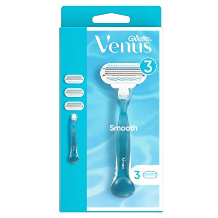 Gillette Venüs Smooth Kadın Tıraş Makinesi + 3 Yedek Tıraş Bıçağı