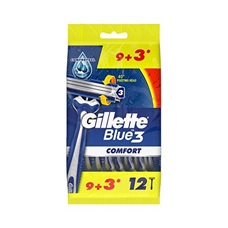 Gillette Blue 3 Comfort 12'li 3 Bıçaklı Tüm Cilt Tipleri İçin Kullan At Tıraş Bıçağı