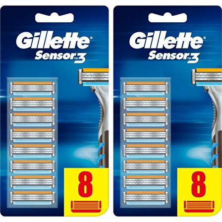 Gillette Sensor 16'lı 3 Bıçaklı Tüm Cilt Tipleri İçin Bıçak Yedeği
