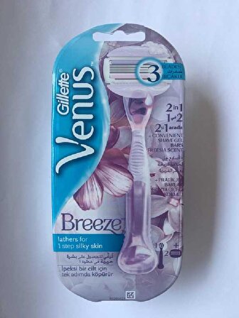 Gillette Venüs Breeze 2'li 3 Bıçaklı Tüm Cilt Tipleri İçin Manuel Tıraş Makinesi ve Yedeği