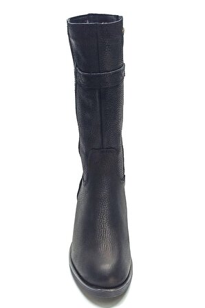 Mammamia Hakiki Nubuk Deri Fermuarlı Çizme Siyah D23KB-5080 Siyah