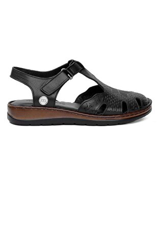 Mammamia D24ys-1280-lx Kadın Deri Önü Kapalı Comfort Sandalet Siyah