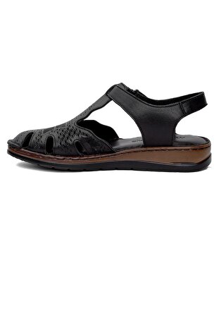 Mammamia D24ys-1280-lx Kadın Deri Önü Kapalı Comfort Sandalet Siyah