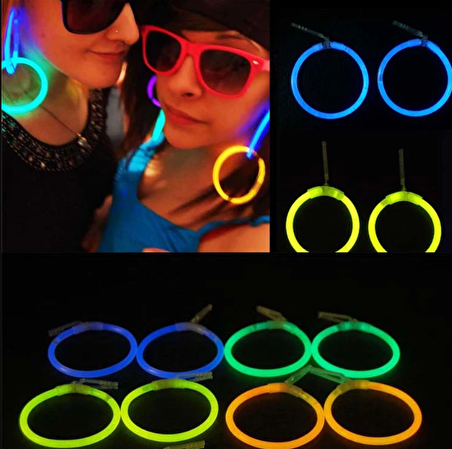 Karanlıkta Parlayan Glow Stick Küpeler Glow Partisi Küpeleri 6 Çift 12 Adet