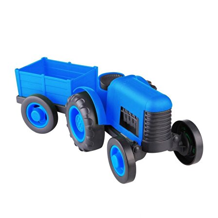 Römorklu Sürtmeli Plastik Traktör 30878 Mavi