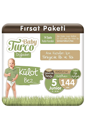 Baby Turco Doğadan 5 Numara Junior 144'lü Külot Bez