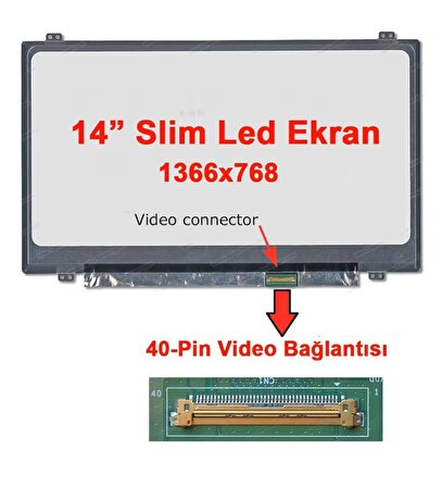 Boe 14.0'' 1366X768 40 Pin Notebook Lcd Slim Led Ekran Panel