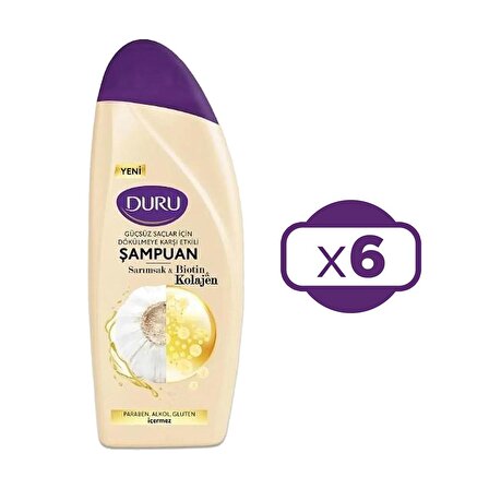 Duru Sarımsak&Biotin&Kolajen Dökülmeye Karşı Etkili Şampuan 6x500 ml