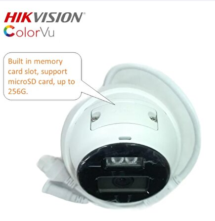 HIKVISION Dome DS-2CD1347G0-LUF Gece Renkli PoE 4MP IP Dahili Sesli Kamera ColorVu H.265+IP67
