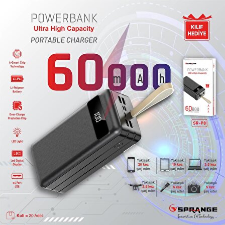 Sprange SR-P8 60000 mAh Hızlı Şarj Powerbank