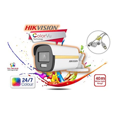 HIKVISION Bullet DS-2CE10DF0T Gece Renkli 2MP AHD Kamera ColorVu H.265+IP67