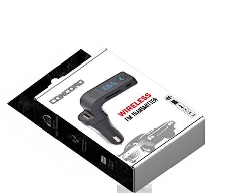 Concord C-602 Bluetooth Görüşme ve Müzik Dinleme Ekranlı Fm Transmitter USB/TF