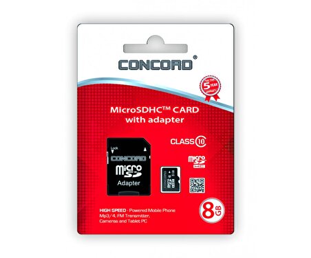 8 Gb Micro SD Adaptör Dahil Hafıza Kartı Concord C-M8