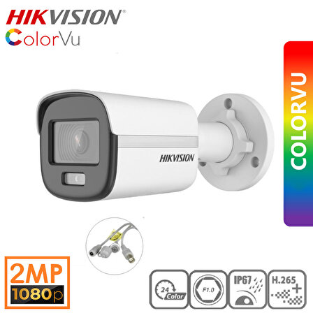HIKVISION Bullet DS-2CE10DF0T Gece Renkli 2MP AHD Kamera 3.6MM ColorVu H.265+IP67