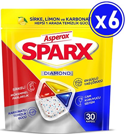 Asperox Sparx Bulaşık Makinesi Kapsülü 30 Yıkama x 6 Adet