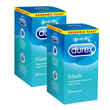 Durex Klasik Kondom 20 li x 2 Adet