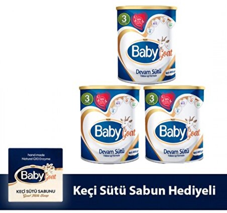 Baby Goat 3 Keçi Sütü Bazlı Devam Sütü 400 gr 3 lü ( Sabun Hediyeli )