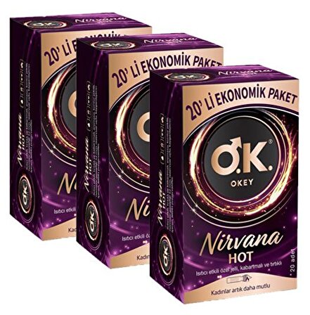 Okey Prezervatif Nirvana Hot 20 li x 3 Adet (60 lı)