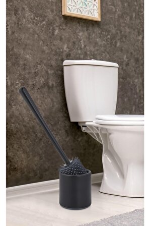 Oval Silikon Tuvalet Fırçası - Siyah