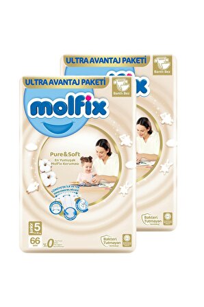 Molfix Pure &Amp; Soft Bebek Bezi Junior 5 No 66 Lı X 2'li