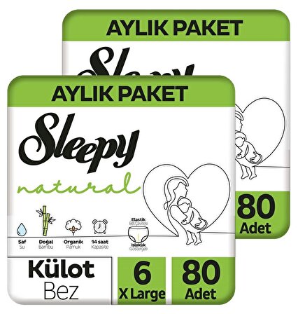 Sleepy Natural Külot Bez X-Large 6 No 80 Li X 2'li