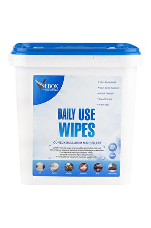 Vebox Daily Use Wipes Günlük Kulanım Kova Islak Mendil 250 Adett