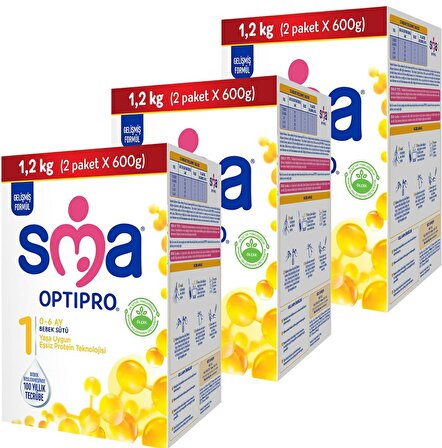 SMA Optipro 1 Prebiyotik Bebek Sütü 3 x 1200 gr