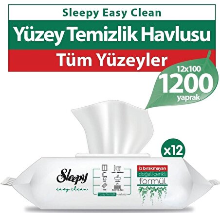 Sleepy Easy Clean Yüzey Temizlik Havlusu 100 Yaprak x 12 Adet