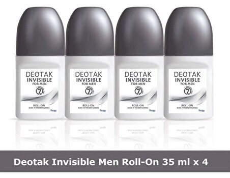 Deotak Invisible For Men Roll-On Deodorant 35 ml x 4 Adet