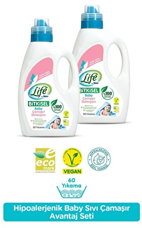 Life By Fakir Bitkisel Vegan Bebek Çamaşır Deterjanı 1500 ml x 2 Adet