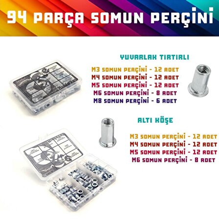 94 Parça Somun Perçini Seti