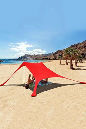 Markise Kırmızı Gölgelik Tente Plaj Şemsiyesi Bahçe Teras Kamp Piknik Güneşlik Tatil Şemsiye 2.3 metre