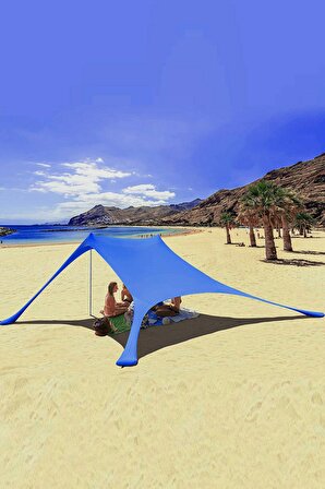 Markise Mavi Gölgelik Tente Plaj Şemsiyesi Bahçe Teras Kamp Piknik Güneşlik Şemsiye 2.3 metre