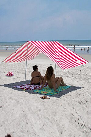 Lisa Gölgelik Tente Plaj Şemsiyesi Çadır 200 x 250cm Kamp Piknik Güneşlik Şemsiye (Kırmızı)