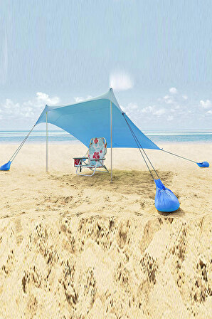 Zelt 2,3 Metre Gölgelik Tente Plaj Şemsiyesi Bahçe Teras Çardak Kamp Piknik Güneşlik Şemsiye Mavi