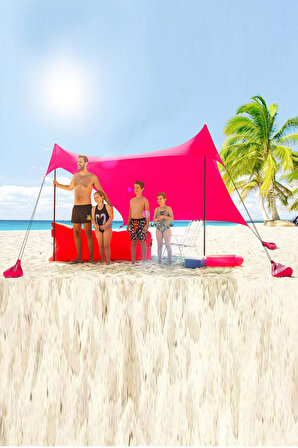 Zelt 2,3 Metre Gölgelik Tente Plaj Şemsiyesi Bahçe Teras Çardak Kamp Piknik Güneşlik Şemsiye Kırmızı